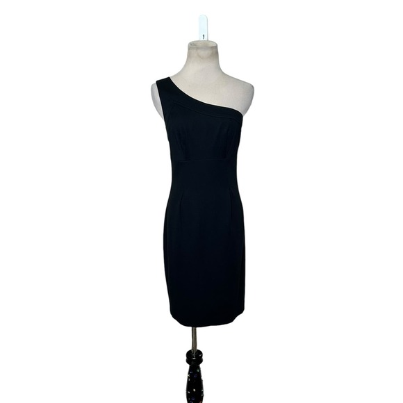 Trina Turk black one shoulder sheath mini cocktail dress size 0 - Picture 10 of 16